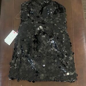 Elegant Black Sequin Prom Dress